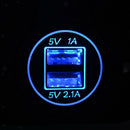3x 5V/3.1A Blue LED Dual-USB Power Supply Socket for 12V-24V Car Motorcycle SUV
