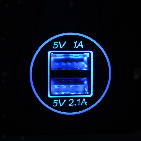 3x 5V/3.1A Blue LED Dual-USB Power Supply Socket for 12V-24V Car Motorcycle SUV