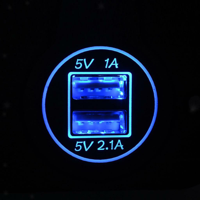 3x 5V/3.1A Blue LED Dual-USB Power Supply Socket for 12V-24V Car Motorcycle SUV