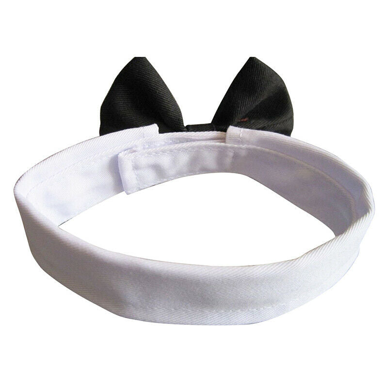 Dog cat neck loop necktie bowknot black and white