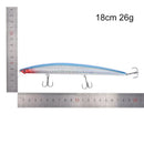 1pc 18cm/26g minnow fishing lures plastic baits hard lures bass crank baits 53cJ