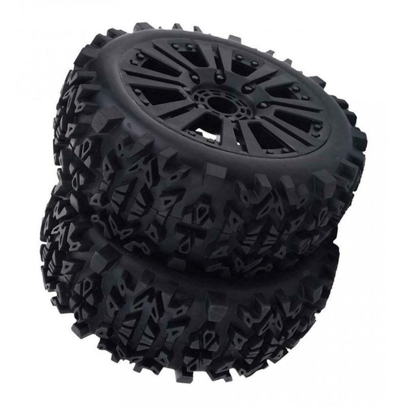 2 Pieces RC Buggy Wheel Rim Rubber Tires for 1/8 RC Car Truggy Accessory