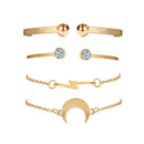 4pcs Creative Open Cuff Bangles Metal Moon Bracelet for Women Jewelry Gift