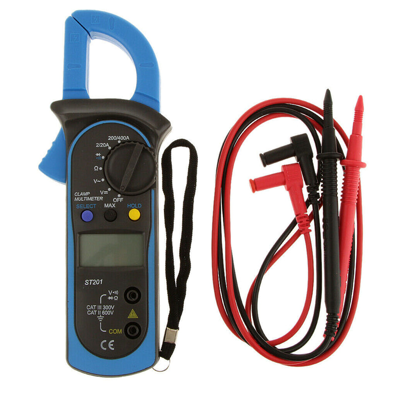 Blue Digital Handheld Clamp Multimeter  Meter DMM CE AC DC Volt Ampere