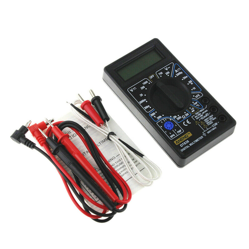 DT-838 LCD Digital Multimeter AC/DC 750/1000V Amp Volt Ohm Tem Tester Black A