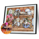 5D DIY Full Drill Diamond Painting Flower Dish Cat Cross Stitch Embroidery A