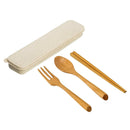 3PCS Portable Wooden Chopsticks Spoon Fork Set with Box for Picnic Healthy
