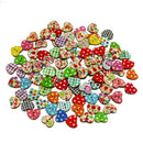 100x Multicolor Heart Shaped Wood Sewing Buttons Scrapbooking A9K7