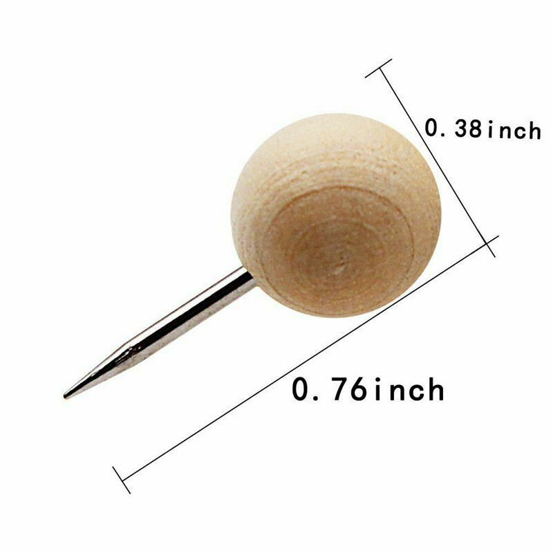 130pcs Round Wood Decorative Push Pins, Wood Head and Steel Needle Point Th