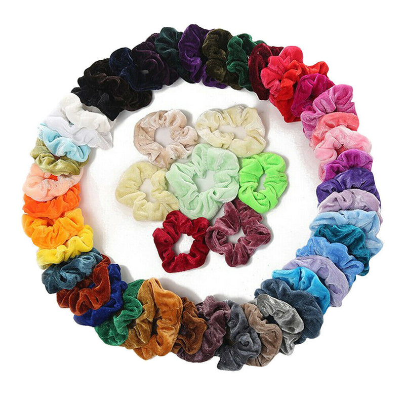 50x Womens Velvet Hair Bands Elastic Strong Hold Hair Accessories Scrunchie