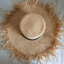Spring Summer Floppy Raffia Beach Hat Fringed Straw Hats Wide Brim Sun Hat