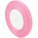 45m Full Reel Cut Lengths Gingham Ribbon Sewing Crafts, 10mm Wide Pink H4I6