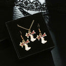 3pcs Christmas Elk Drop Earrings Crystal Pendant Necklace Women Jewelry Set