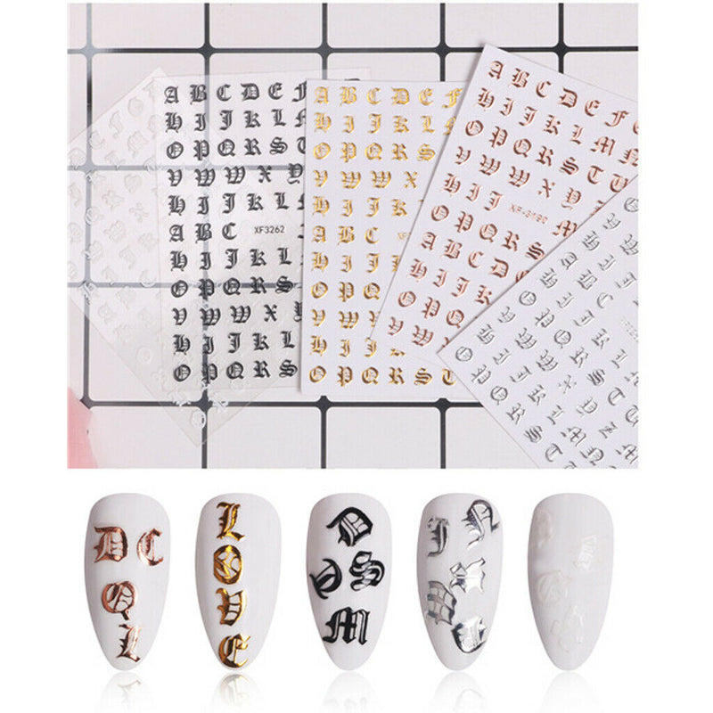 5Pcs Letter Alphabet DIY Nail Art Stickers Tips Decoration Decals Stencils