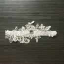 Wedding Garter Blue Rhinestone White Embroidery Floral Sexy Garters for Wom L3B7