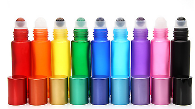 5x 10ml Gradient Glass Roll on Bottle Metal Roller Ball Essential Oil Bottles