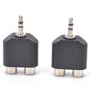 2X 3.5mm Male to 2 RCA Female Y Splitter AV-Audio Video Plug Converter-AdapB ES