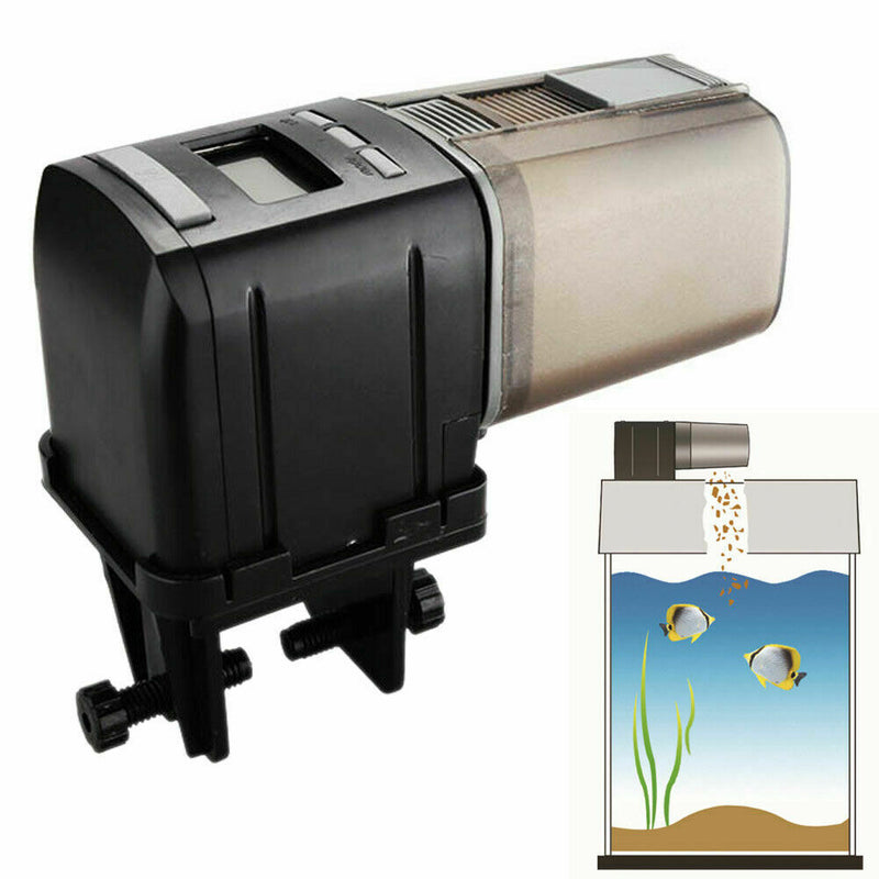 Programmable Mini Auto Fish Feeder Aquarium Tank Automatic Fine Food Dispen F7T4