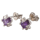 Austrian Crystal Flower Stud Earrings for Women Purple