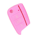Flod Key Silicone 3Buttons Protective Case Cover for Volkswagen 2017 Pink
