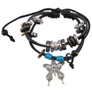 Adjustable Metal Leather Bracelet Black Color for Man Woman Gift