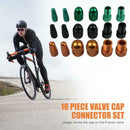 18pcs Aluminum Alloy Tire Wheel Stem Schrader+French Air Valve Caps with Adapter