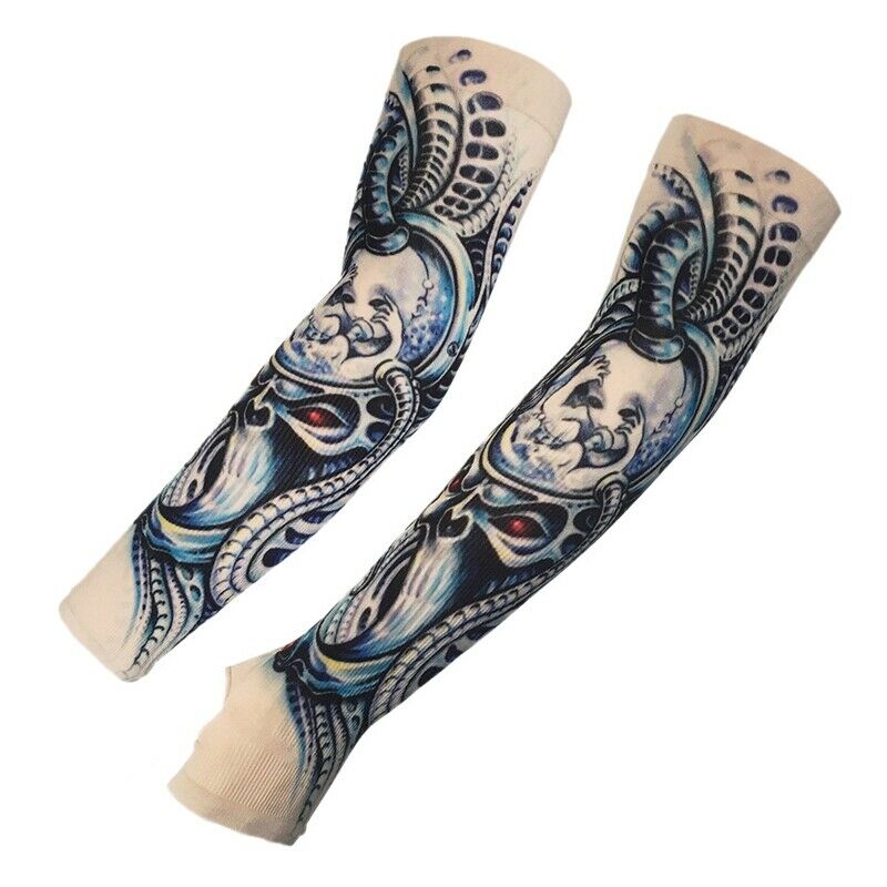 2Pcs 42Cm Driving Sunscreen Arm Tattoo Sleeve Man Woman Cool Cycling Tempor J3N9