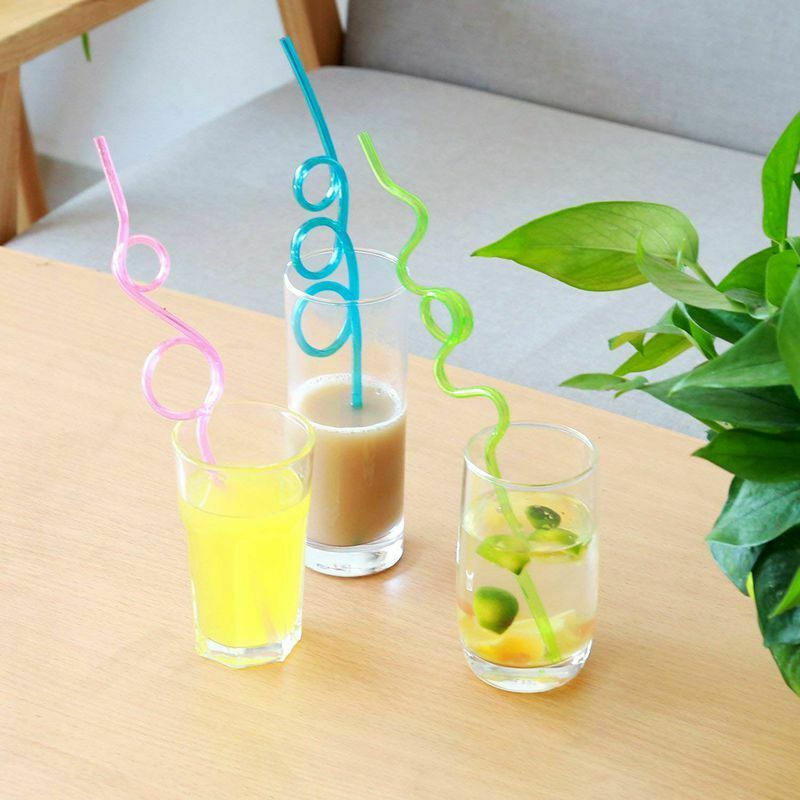 Crazy Loop Straws, (Pack of 50) Crazy Silly Colorful Reusable Drinking Stra I5N9