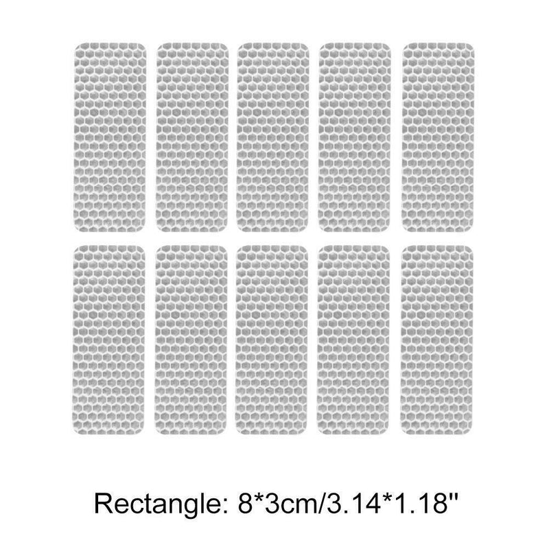 10pcs Car Truck Reflective Stickers Warning Strip Safety Tapes Rectangle White