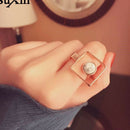 Geometric Round Square Big Finger Ring Boho Ethnic Women Hippie Ring Hollow