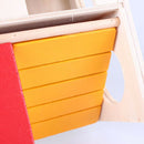 Cute 2 Layers Wooden Hamster Sleeping Grinding Pet House with Feeding Trough Del