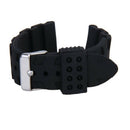 Black Silicone Rubber Watch Bracelet Band Curved Stainless Steel Clasp Wate