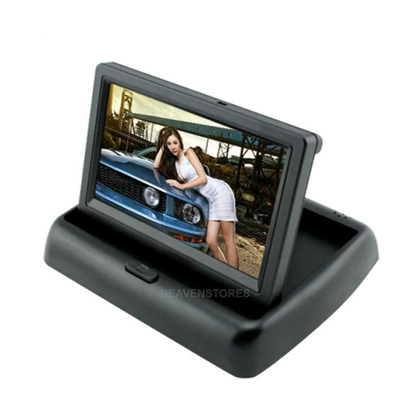 4.3" Foldable TFT LCD Monitor+ Reverse Car Rear View Backup Camera Cam Kit 12V