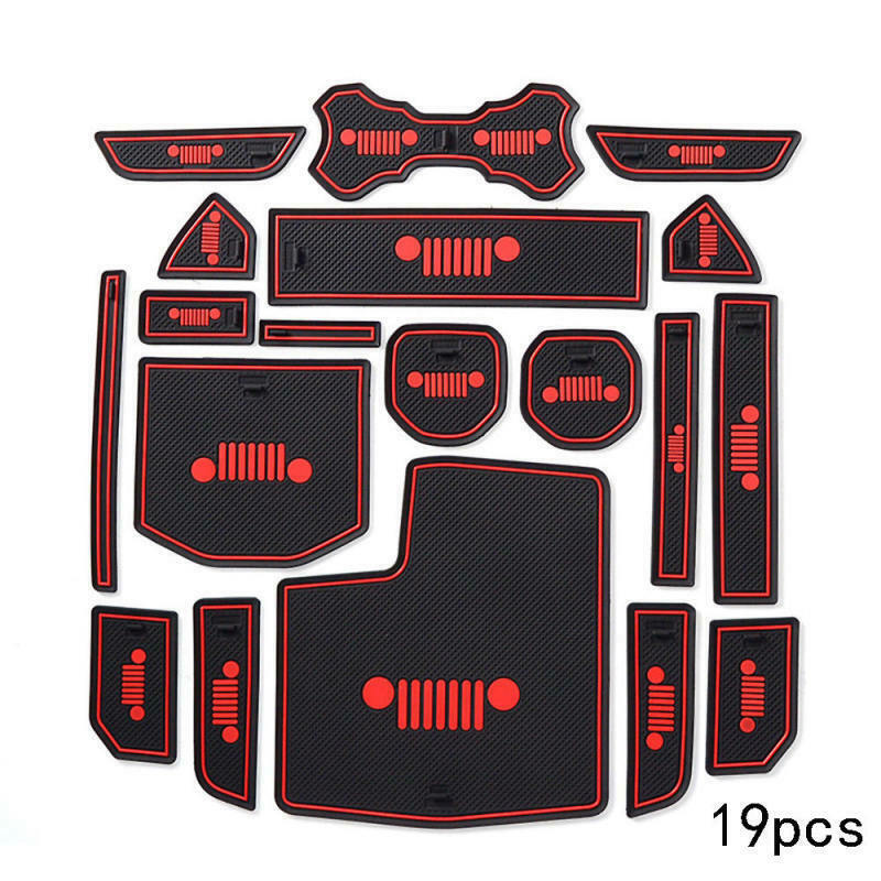 For Jeep Wrangler JL Accessories Door Mats Gate Slot Mat Cups Pads Red 19x New