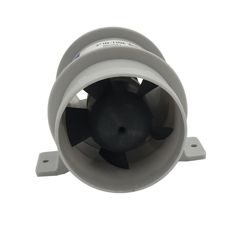Marine Electric Turbo in Line Bilge Blower 3 inch 76mm Diameter 12V - Waterproof