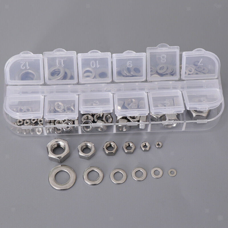 M2,M3,M4,M5,M6,M8 Hex Nuts & Flat Washers Assortment Washer Nuts kit 137pcs