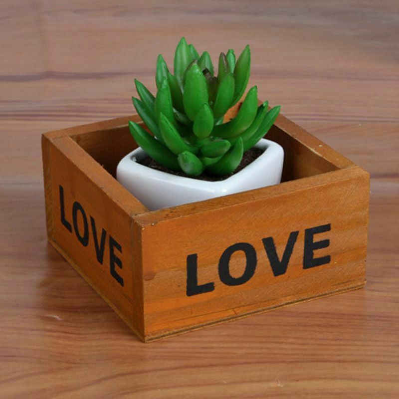 Square Wooden Succulent Plant Flower Bed Pot Box Garden Planter Home Storag