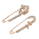 2Pcs Crystal/Rhinestone Lovely Crown Knot Safty Pin Brooch for Women Dress