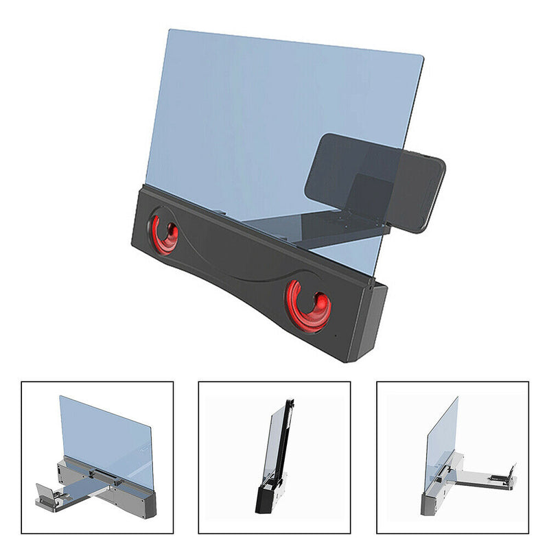 12 Inch With Speaker Bluetooth 4.0 6D HD Mobile Phone Screen Amplifier Fashion