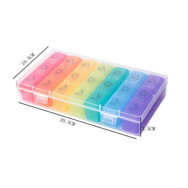 Large 21 Compartment Pill Box 7 Day Medicine Storage Organizer Containe GKO