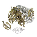 30Pcs 48mm Assorted Hollow Leaf Charmdants Connector DIY Jewelry Making