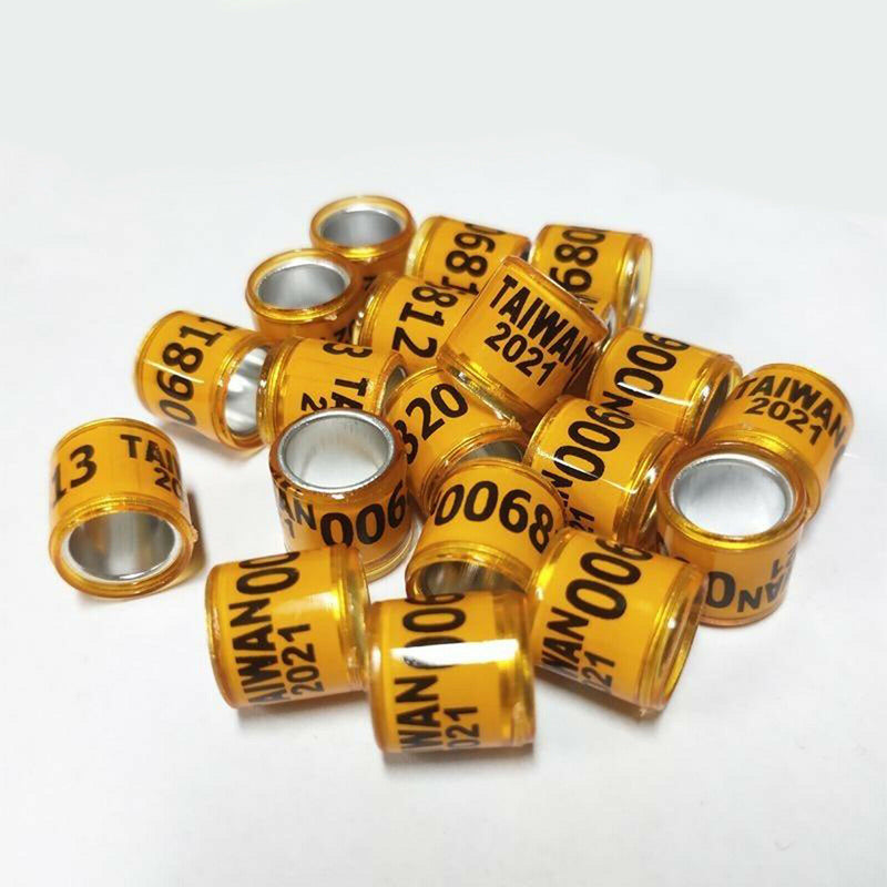 Set of 200 2021 Aluminium Bird Racing Pigeon Foot Rings Bands 8mm Multicolor