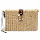 Summer Beach Handbags Women Messenger Bags Square Straw Hand Woven Ladies C