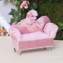 Pink Bowknot Sofa Jewelry Organizer Box for Women Girls, Jewelry Display Storage