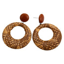 New Jewelry Handmade Bohemian Wooden Rattan Wicker Straw Drop Earrings Vint