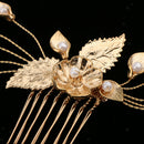 Bridal Leave Pearls Hair Comb Clip Wedding Headpiece Party Prom Hair Jewelry
