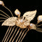Bridal Leave Pearls Hair Comb Clip Wedding Headpiece Party Prom Hair Jewelry