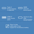 Aluminum Alloy Type-C HUB 4K HDMI 3 USB 3.0 4 in 1 Adapter for Laptop PC  A