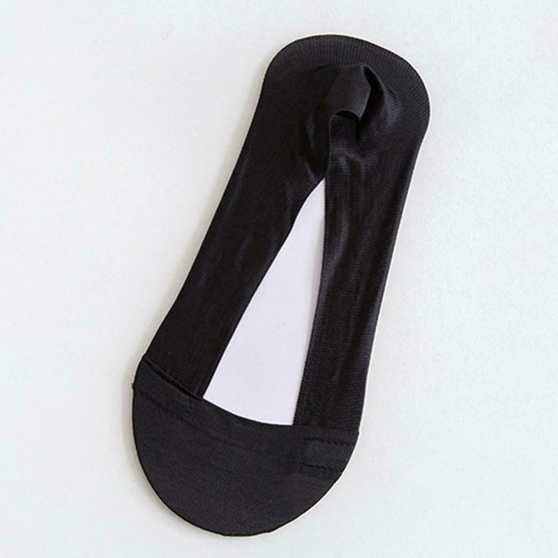 Invisible Boat Sock Anti-slip Shallow Mouth Silicone Woman Socks (Black) A