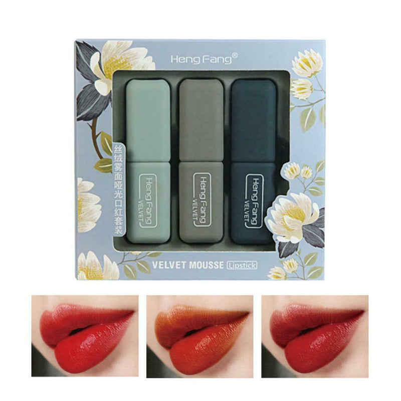 3x Sexy Nude Color Moisturizer Velvet LipStick Lasting Nutritious Matte Lipstick
